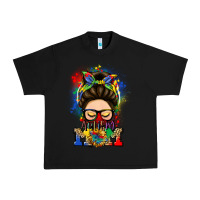 Black autism mom messy bun Urban Heavy Tee - LillyAllenDesigns
