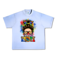 Autism Mom Messy Bun Urban Heavy Tee | Teevron