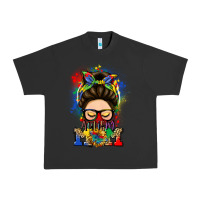 Pigment Black autism mom messy bun Urban Heavy Tee - LillyAllenDesigns