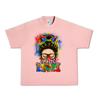 Salmon autism mom messy bun Urban Heavy Tee - LillyAllenDesigns