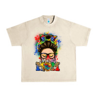 Sandshell autism mom messy bun Urban Heavy Tee - LillyAllenDesigns