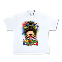 White autism mom messy bun Urban Heavy Tee - LillyAllenDesigns