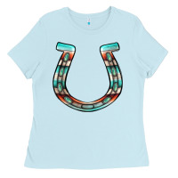 Baby Blue serape turquoise horseshoe Ladies Tee - Jasminsmagicworld