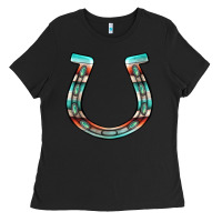 Black serape turquoise horseshoe Ladies Tee - Jasminsmagicworld