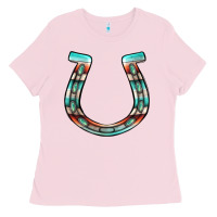 Bubblegum Pink serape turquoise horseshoe Ladies Tee - Jasminsmagicworld