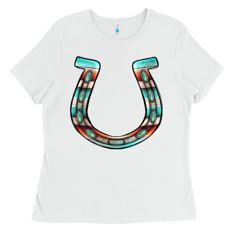 Serape Turquoise Horseshoe Ladies Tee by Jasminsmagicworld | Teevron