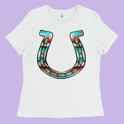 Serape Turquoise Horseshoe Ladies Tee Designed By Jasminsmagicworld