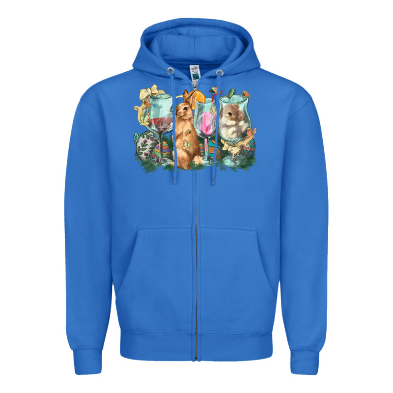 Easter Day Wine Glasses Bunny Zipper Hoodie by HowdyJamesFarm | Teevron