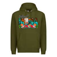 Army Green Blessed Mama Flowers Cow Premium Hoodie - CowCowDesign