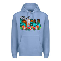 Colony Blue Blessed Mama Flowers Cow Premium Hoodie - CowCowDesign