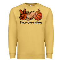 Antique Gold Peace Love Basketball Premium Sweatshirt - FaDigitalArtStudio