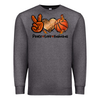 Charcoal Heather Peace Love Basketball Premium Sweatshirt - FaDigitalArtStudio