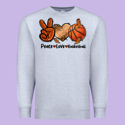Peace Love Basketball Premium Sweatshirt Designed By Fadigitalartstudio
