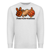 Oatmeal Heather Peace Love Basketball Premium Sweatshirt - FaDigitalArtStudio