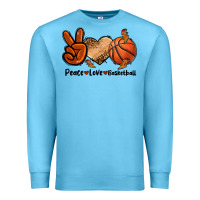 Ocean Blue Peace Love Basketball Premium Sweatshirt - FaDigitalArtStudio