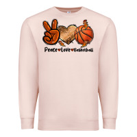 Pale Pink Peace Love Basketball Premium Sweatshirt - FaDigitalArtStudio