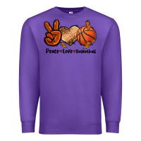 Purple Peace Love Basketball Premium Sweatshirt - FaDigitalArtStudio