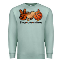 Seafoam Peace Love Basketball Premium Sweatshirt - FaDigitalArtStudio