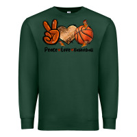 Sports Green Peace Love Basketball Premium Sweatshirt - FaDigitalArtStudio