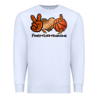 White Peace Love Basketball Premium Sweatshirt - FaDigitalArtStudio