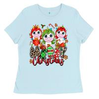 Baby Blue Merry Christmas unicorns Ladies Tee - NancyCooperArtShop