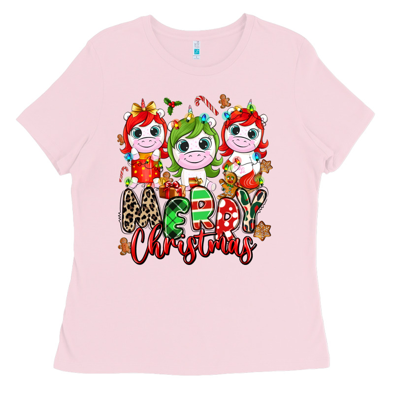 Merry Christmas Unicorns Ladies Tee by NancyCooperArtShop | Teevron