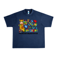 Navy it s ok to be different giraffe Urban Heavy Tee - LillyAllenDesigns
