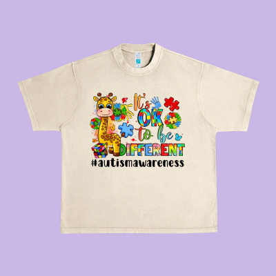 It S Ok To Be Different Giraffe Urban Heavy Tee Designed By Lillyallendesigns