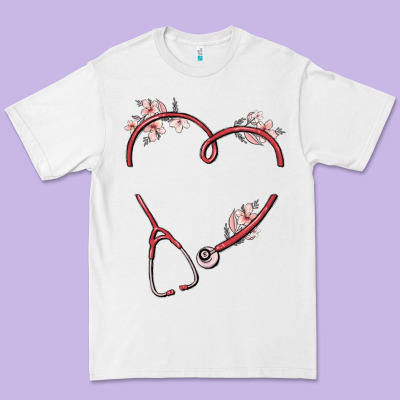 Custom Heart Stethoscope Premium Tee Designed By Maliassmallbusiness