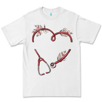 White custom heart stethoscope Premium Tee - MaliasSmallBusiness