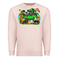 Pale Pink St. Patrick's Day farm animal truck Premium Sweatshirt - FaDigitalArtStudio