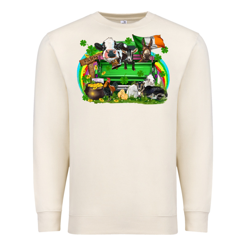 St. Patrick's Day Farm Animal Truck Premium Sweatshirt by FaDigitalArtStudio | Teevron