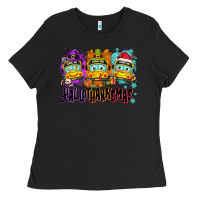Black Happy Hallothanksmas school bus Ladies Tee - NancyCooperArtShop