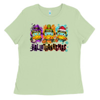 Matcha Happy Hallothanksmas school bus Ladies Tee - NancyCooperArtShop
