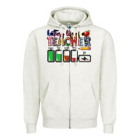 Oatmeal Heather battery life of teacher Zipper Hoodie - CowGirlArtShop