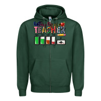 Sports Green battery life of teacher Zipper Hoodie - CowGirlArtShop