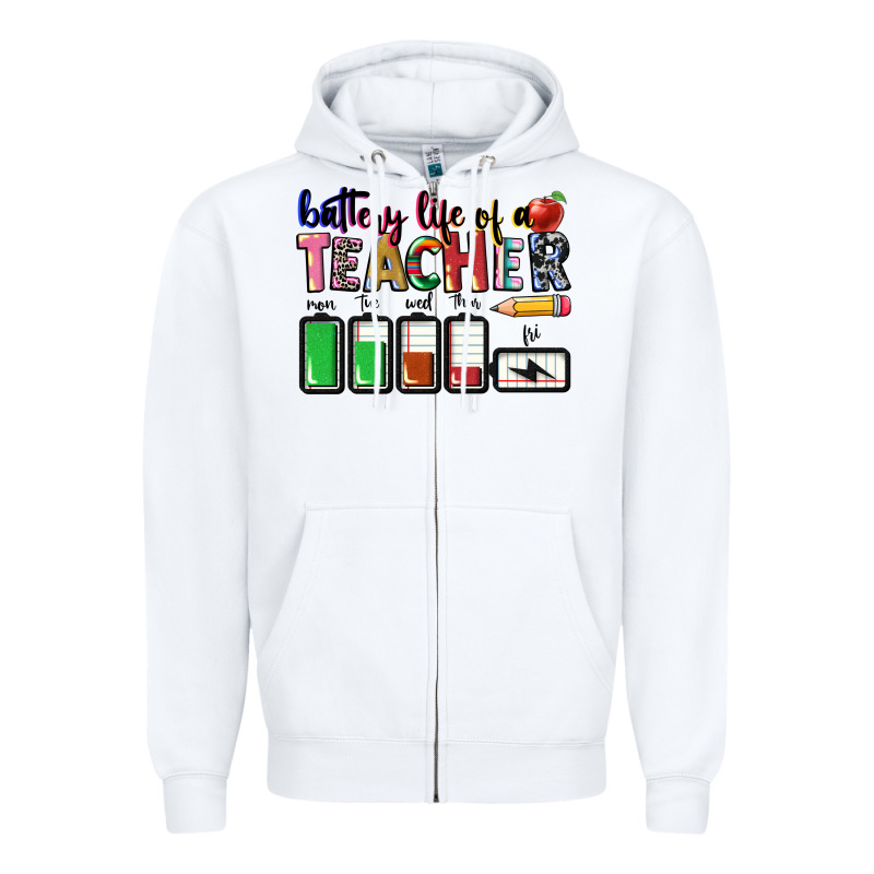 Battery Life Of Teacher Zipper Hoodie by CowGirlArtShop | Teevron