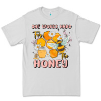 Dove Grey she works hard for the honey Premium Tee - MaliasSmallBusiness