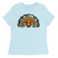 Turquoise Cowhide Sunflower Headband Highland Cow Ladies Tee | Teevron