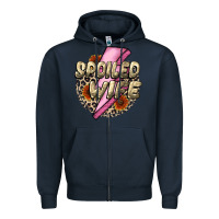 Navy Spoiled Wife Mother's Day Zipper Hoodie - CowGirlArtShop