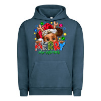 Pigment Midnight Navy Merry Christmas Urban Hoodie - CowhideDigitalArt