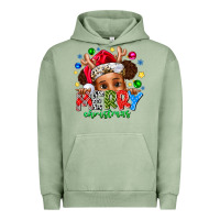 Pigment Oil Green Merry Christmas Urban Hoodie - CowhideDigitalArt