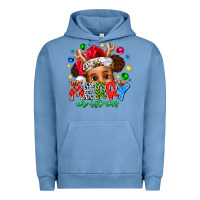 Pigment Pebble Blue Merry Christmas Urban Hoodie - CowhideDigitalArt