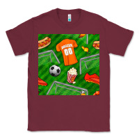 Burgundy soccer ball uniform and shoes seamless pattern Classic Tee - BundleAndBundleShop