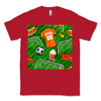 Red soccer ball uniform and shoes seamless pattern Classic Tee - BundleAndBundleShop