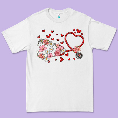 Valentine's Day Stethoscope Premium Tee Designed By Maliassmallbusiness