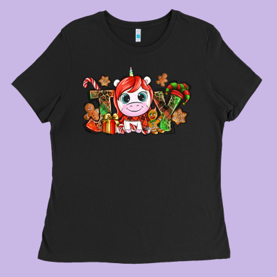 Joy Unicorn Christmas Ladies Tee Designed By Nancycooperartshop