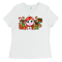 White Joy unicorn Christmas Ladies Tee - NancyCooperArtShop