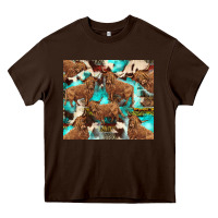 Chocolate Brown astec cowhide highlands cow Heavy Core Tee - BarkalooDesign