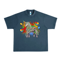 Midnight Navy autism unicorn Urban Heavy Tee - LillyAllenDesigns